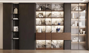 Meubles de maison modernes Bibliothèque en bois avec porte Organisateur de stockage de salon et panneau d'armoire de bureau Style - Product Image 5