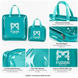 Custom Logo Waterproof PVC Green Cosmetic <b>Bag</b> Large Capacity Travel <b>Toiletry</b> <b>Bag</b> <b>Clear</b> Leakproof Makeup Organizer With Handle - Product Image 4