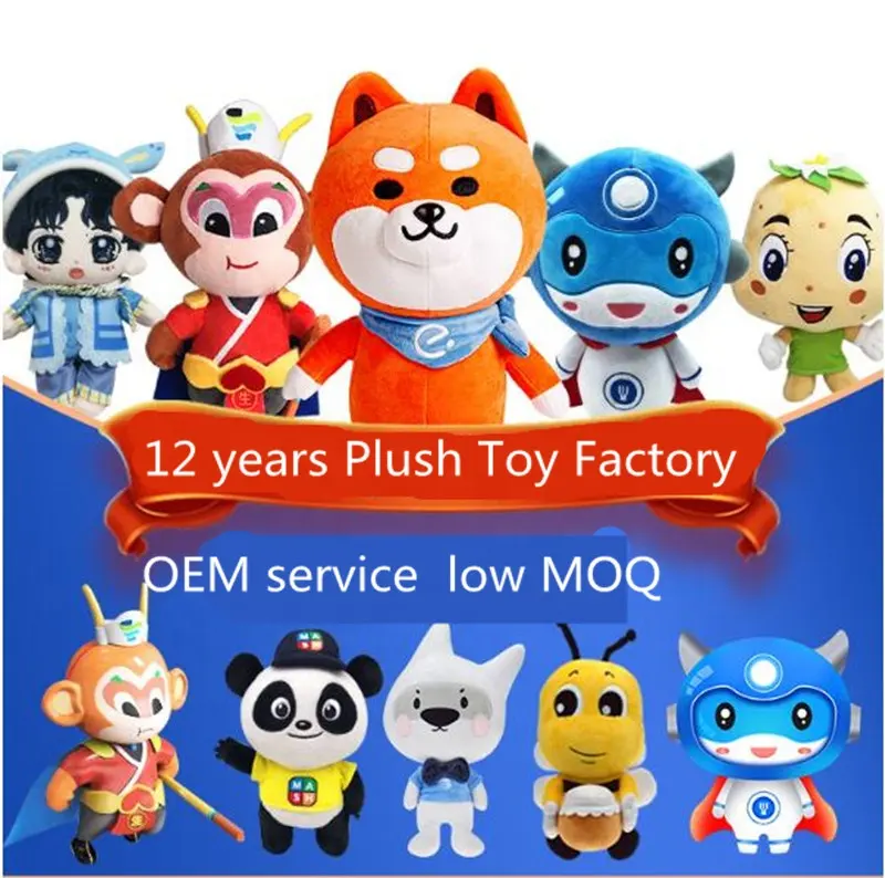 CE ASTM OEM ODM düşük Moq özel Logo peluş bebek doldurulmuş hayvan özel yumuşak oyuncaklar pamuk özelleştirilmiş zaman parça renk özellik tipi