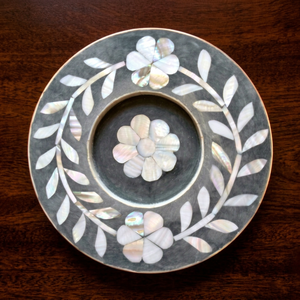 Beautiful Floral Inlay Mother Pearl <b>Tea</b> Light Candle <b>Stand</b> Stylish Shell Inlay Arabic Turkish <b>Tea</b> Plate - Product Image 1