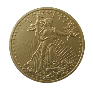 Moneda de oro estadounidense de 1 onza, Estatua de la libertad de águila americana, monedas redondas de 2018, oro mate