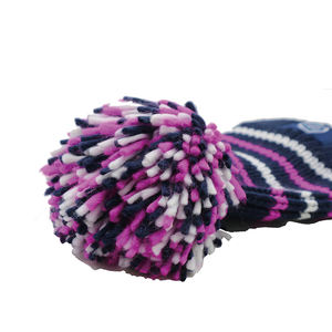 Bonnet de ski <span class=keywords><strong>d</strong></span>'hiver en tricot rayé en laine islandaise personnalisé avec pompon arc-en-ciel, grand bonnet à pompon en crochet avec logo personnalisé - Product Image 6