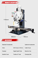 Machine de perçage et de fraisage MT4/R8 à haute efficacité Machine de perçage et de fraisage verticale
