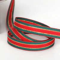 Ruban cadeau rouge et vert de Noël populaire, ruban de décoration pour boîte cadeau de fêtes, ruban pour emballage floral, ruban pour boîte à gâteau