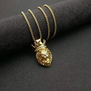 Yunnique – collier avec pendentif tête de Lion en acier inoxydable, plaqué or, pour hommes, bijoux cadeau - Product Image 3
