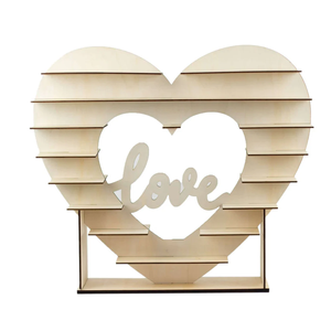 Supporto per cupcake in legno a forma di <span class=keywords><strong>cuore</strong></span> naturale in legno legno compensato legno legno doppio lato espositore da Dessert - Product Image 3