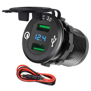 Cargador de Coche USB <span class=keywords><strong>Doble</strong></span> QC3.0 con Detección de Voltaje y Pantalla Digital, <span class=keywords><strong>Adaptador</strong></span> para Encendedor de Cigarrillos de Material ABS para Coches a Partir de 2015 - Product Image 1