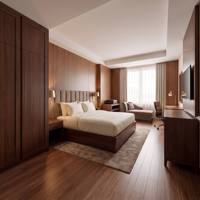 Fabricant de meubles d'hôtel sur mesure, ensemble complet de chambre à coucher 5 étoiles, lit king-size, meuble TV, bureau, porte-bagages, directement de l'usine