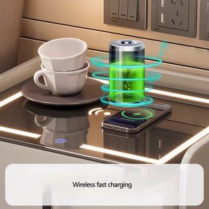 Jiuyi cao cấp phong cách hiện đại đồ nội thất phòng ngủ vân tay khóa đơn giản thông minh LED <span class=keywords><strong>USB</strong></span> Loa cạnh giường ngủ bảng không dây đầu giường - Product Image 3