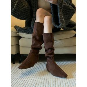 Nouvelle Collection 2026 – Bottes Western Rétro Polyvalentes pour Femme, Modèle Large à la Cheville, Amincissantes, Froncées, Souples, Montantes en Daim, Automne-Hiver - Product Image 3