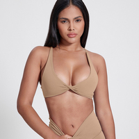 Nouveautés : Soutien-gorge de sport souple torsadé pour femme, maintien élevé, logo personnalisé, dos croisé, pour le yoga et la gym