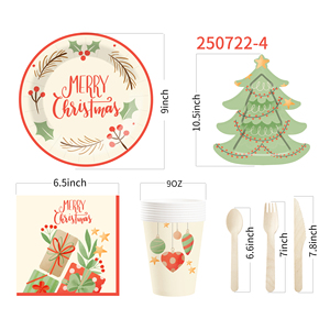 DAMAI Juego de Vajilla Desechable con Forma de Árbol de Navidad, Decoración con Guirnalda de Cascanueces, Platos y Servilletas de Papel - Product Image 3