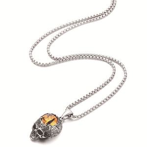 Collar Vikingo de Acero de Titanio con un Ojo de Calavera Sinistro, un Accesorio de Cadena para Suéter Masculino, Genial y Elegante - Product Image 5