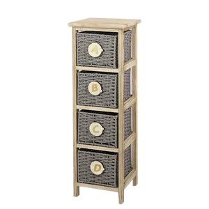 Wholesale Modern Living Room Furniture Wooden Frame With Four woven Drawers storage cabinet