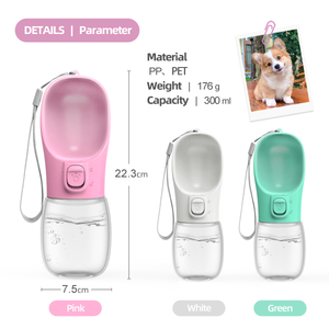 Bouteille d'eau portable 3-en-1 moderne et réglable pour chien, en plastique PET 300 ml, de haute qualité, brevetée, OEM/ODM, modèle 2026 - Product Image 6