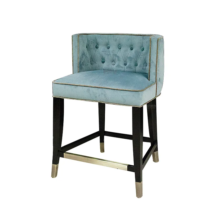 En çok satan ürünler Pakistan Modern kumaş ahşap uzun Bar sandalyesi s fransız Bar sandalyesi mavi