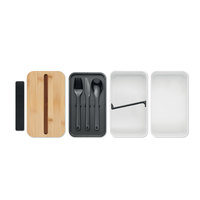 Boîte à lunch bento écologique réutilisable chauffante à double couche avec couvercle en bambou et poignée personnalisée pour étudiants