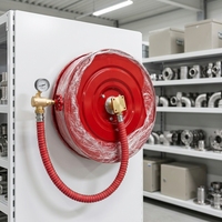 Enrouleur de tuyau d'incendie à bras articulé avec logo personnalisé DN25 20M, buse en laiton conforme à la norme BS EN671, produit de protection incendie