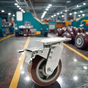 <span class=keywords><strong>Heavy</strong></span> <span class=keywords><strong>Duty</strong></span> 4/5/Zoll Stahl rollen Rote PU Polyurethan-Lenk rollen für Industrie anlagen OEM anpassbar - Product Image 2