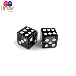 DESKJOY D6 modello poliedrico nero dadi 16mm acrilico per giochi da tavolo RPG DND con accessori di forme arrotondate e quadrate per il gioco