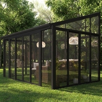 Verrière triangulaire à toit incliné en aluminium 6063 T6 et verre trempé, design moderne, avec panneaux solaires, écologique, pour jardin extérieur
