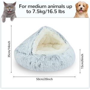 Fabrik direkt benutzer definierte Low Moq Luxus Premium mittelgroße Haustier Höhle Schlaf bett warm weich blau lange Plüsch Katze Höhle Bett innen - Product Image 4