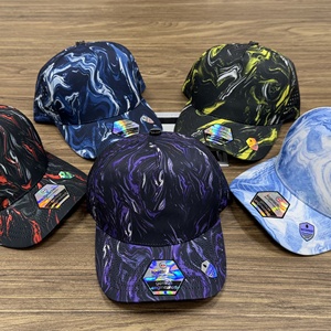 Neon Yellow <b>Camo</b> Golf <b>Cap</b> Liquid Swirl Waterproof Digital Print 5 Panel Laser Perforated Breathable Curved Brim Gorras Men Women - Product Image 1