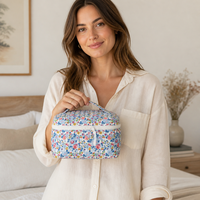 Pochette en coton matelassée avec motifs personnalisés Royal Fair, pochette à maquillage avec fermeture éclair, sac de rangement cosmétique portable à poignée souple pour les voyages