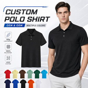 Chemise personnalisée pour homme en tissu tricoté 100 % polyester, séchage rapide, manches courtes, motif uni, logo frontal thermocollé - Product Image 1