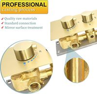 Robinet de douche thermostatique multifonction 5 voies en laiton brossé doré non revêtu, mitigeur de douche