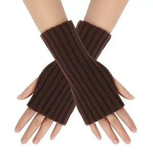 Manchettes d'hiver à doigts ouverts pour femmes Gants chauds au crochet sans doigts-Style uni pour gants en acrylique <span class=keywords><strong>Mitaines</strong></span> - Product Image 6