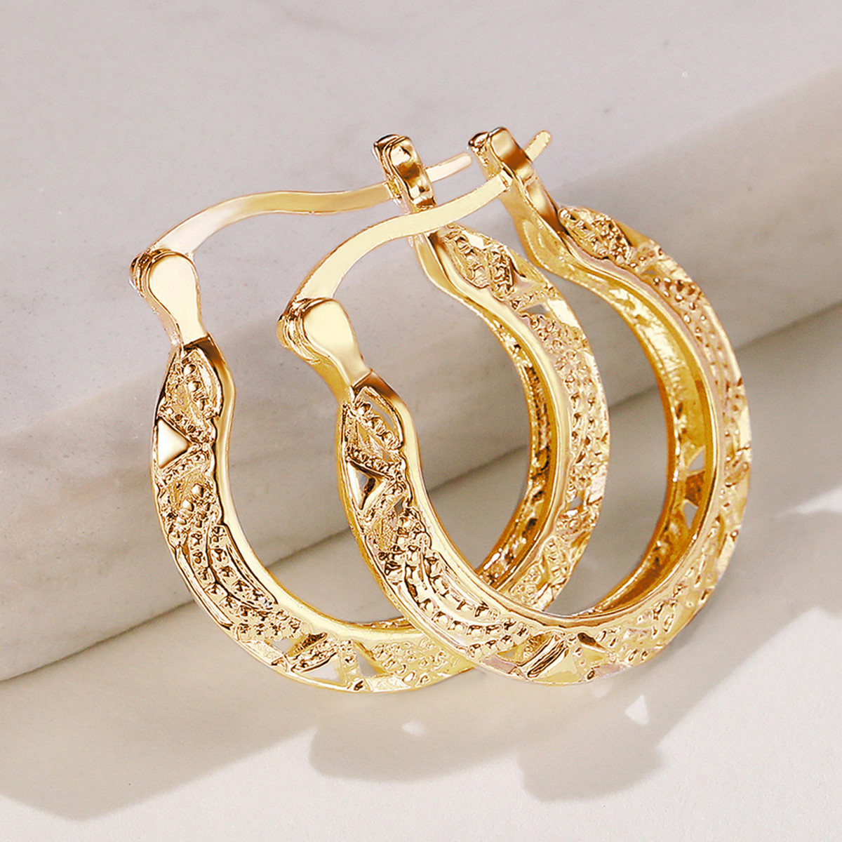MATERIA Women's Rose Gold Creole Earrings – 58mm, Sterling Silver 925, Large Hoops