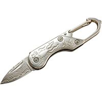 Mini Katlanır Bıçak, Şam Çeliğinden El Yapımı, Kamp ve Macera İçin Karabinalı Anahtar Bıçağı, Taşınabilir Cep Bıçağı
