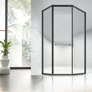 Puerta Corredera de Vidrio Templado en Forma de Diamante con Marco para Hoteles, Casas de Huéspedes, Baños, Separación de Zonas Secas y Húmedas, Cuarto de Ducha - Product Image 1