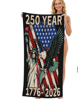 Serviette de plage personnalisée avec logo, motif drapeau USA 250e anniversaire de l'indépendance 1776-2026, sans sable