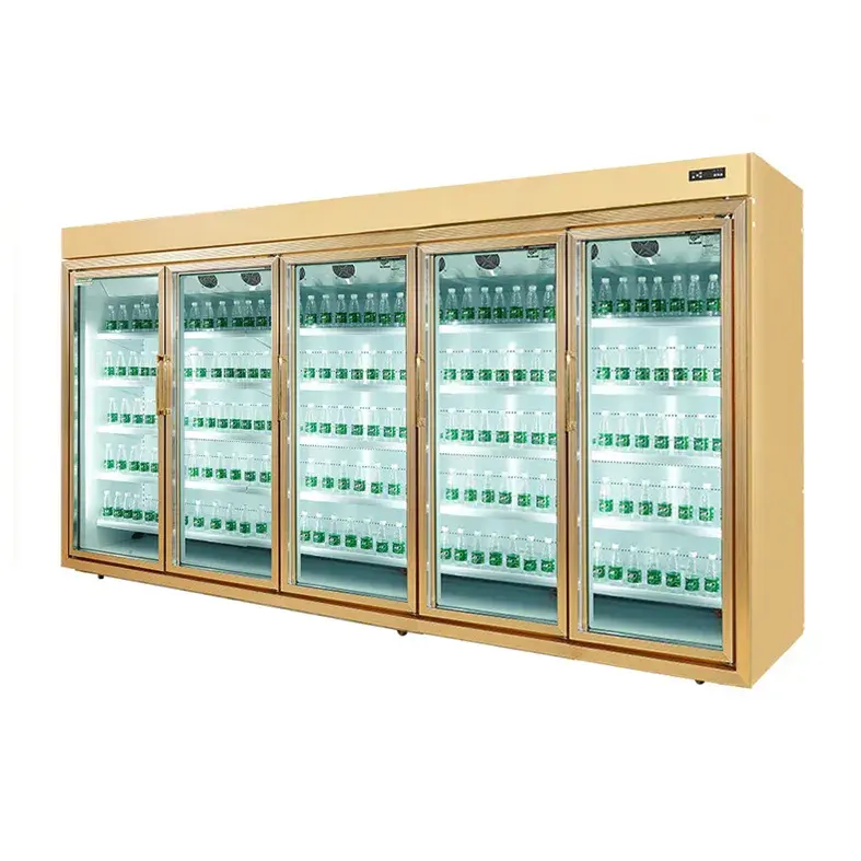 Üretim süpermarket soğutma vitrin sebze içecek ticari ekran buzdolabı