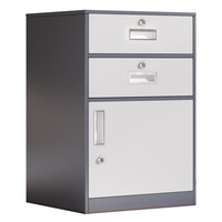 Archivador de Oficina, Mesa Baja, Gabinete de Almacenamiento de Acero, Cajonera de Noche, Pequeño, con Cerradura, Resistente al Fuego, Móvil