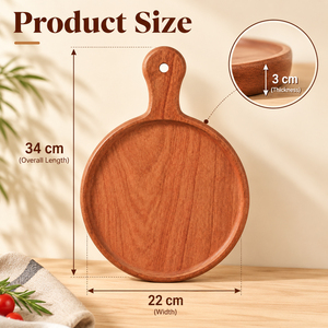 Tagliere Rotondo in Legno di Ebano per <span class=keywords><strong>Pizza</strong></span> e Bistecche con Manico e Bordo, per Servire <span class=keywords><strong>Pizza</strong></span>, Pane, Formaggio, Frutta, Ideale per Cucina e Tavola - Product Image 6