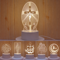 Veilleuse intelligente 3D LED à illusion religieuse Jésus Bébé en acrylique pour chambre d'enfant, étagère de crèche, décoration d'intérieur et affichage de la foi