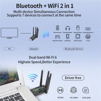 Adaptador USB3.0 Inalámbrico WiFi6 Externo AX900, Receptor de Red LAN de 900Mbps, BT5.4, Doble Banda 2.4GHz 5GHz para Windows 10/11