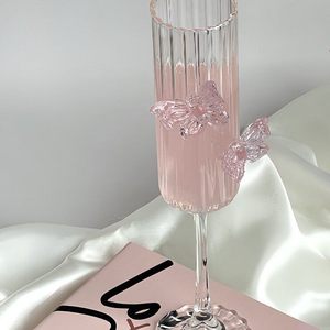 Copa de champán creativa <span class=keywords><strong>rosa</strong></span> con lazo, flauta de borosilicato soplada a mano, copa 3D bonita para <span class=keywords><strong>vino</strong></span> de boda, para fiestas en hoteles - Product Image 5
