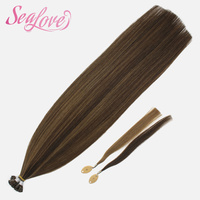 Extensions de cheveux humains vierges Remy à pointe plate européenne, double épaisseur, pré-collées, à pointe en K, vente en gros d'usine SEALOVE