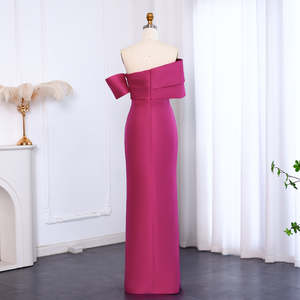 Mily <span class=keywords><strong>M</strong></span>-ASQ013 de mariée Chic hors épaule sirène haute fente robes de soirée Satin sans bretelles avec pli robes de soirée simples - Product Image 3