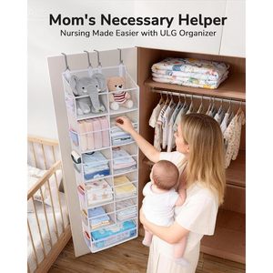 Over The Door Organizer 19 Pockets Hanging <b>Storage</b> With Clear Windows For Closet Bathroom Nursery Beige Rectangle Hook Type - Product Image 6