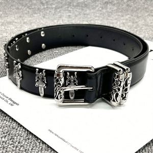 Cinturón de Cuero PU de Estilo Retro de Lujo, con Hebilla de Aleación y Diseño de Calavera, para Hombre y Mujer, Ecológico, Perforado, Impermeable - Product Image 4