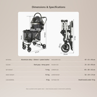 Poussette pliable transfrontalière en alliage d'aluminium à double étage grande capacité pour plusieurs chats et chiens, détachable