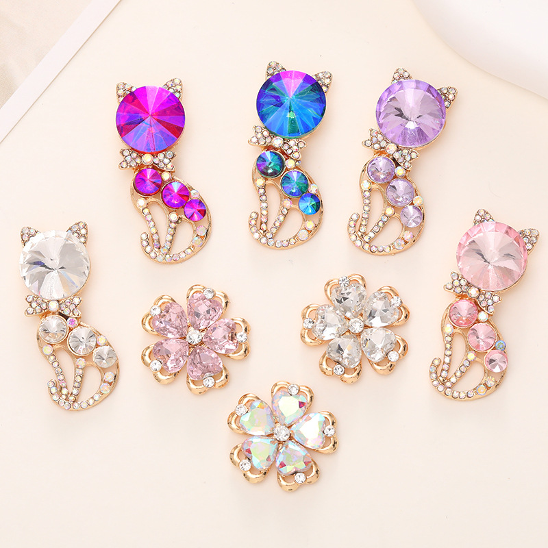 DIY Rhinestone Luxury Bling Cat Rhinestone Metal Shoe Charms Fashion Designer Charms Diamond for Shoe Decoration Wholesale