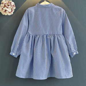 Autunno <span class=keywords><strong>12</strong></span> anni carino principessa ragazze blu manica lunga vestito a righe per la vendita di abiti fantasia Online - Product Image 2