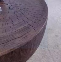 Table basse de salon classique antique ronde en bois massif, style Wabi-Sabi, avec bord sculpté en racine de bois, table à thé en bois