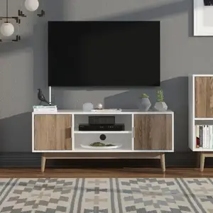 Mueble de TV de sala de estar de madera moderno de calidad Mueble de soporte de TV con marco de madera moderno
